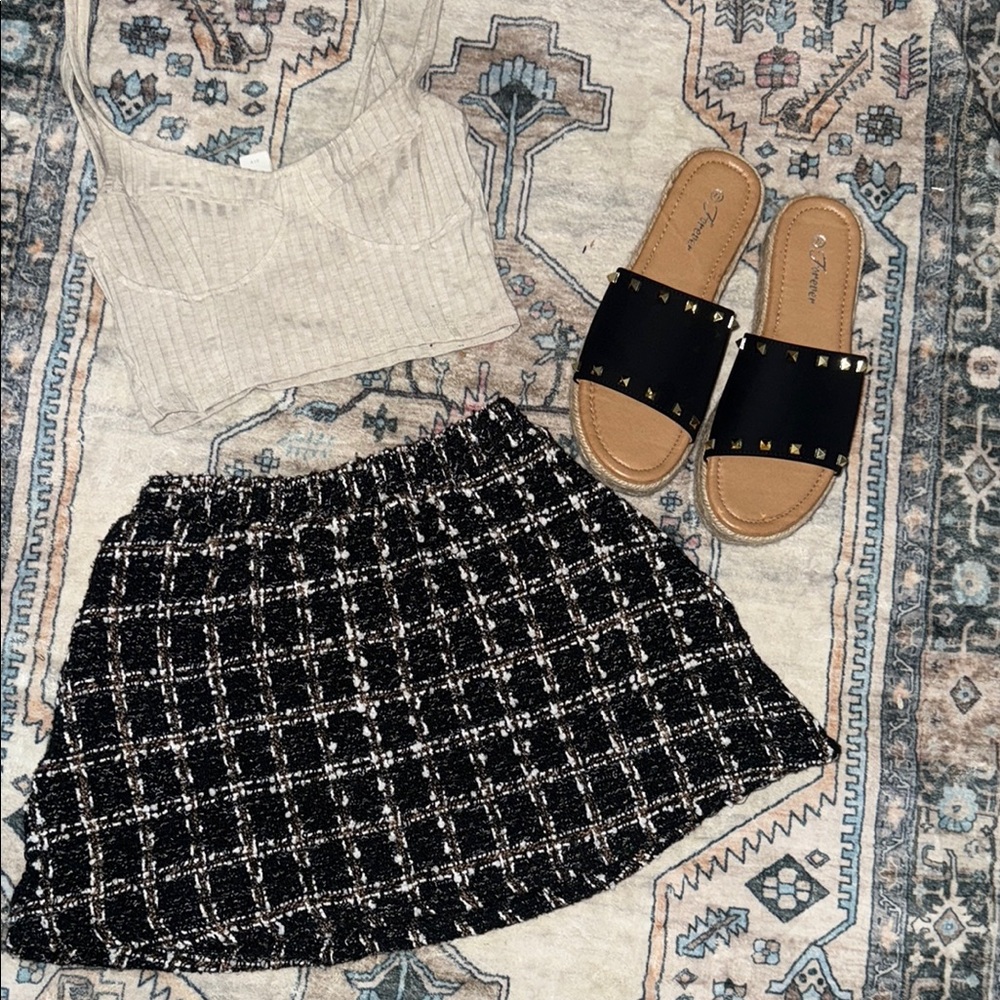 Black and White Tweed Skirt